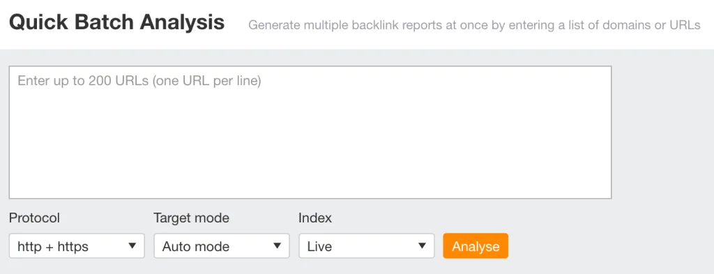 ahrefs batch analysis to find weakest seo competitors