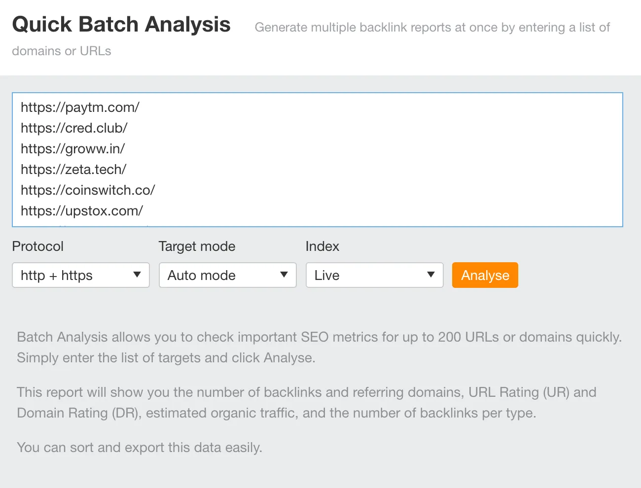 india’s fintech startups oct 2023 analysed in ahrefs batch analysis tool