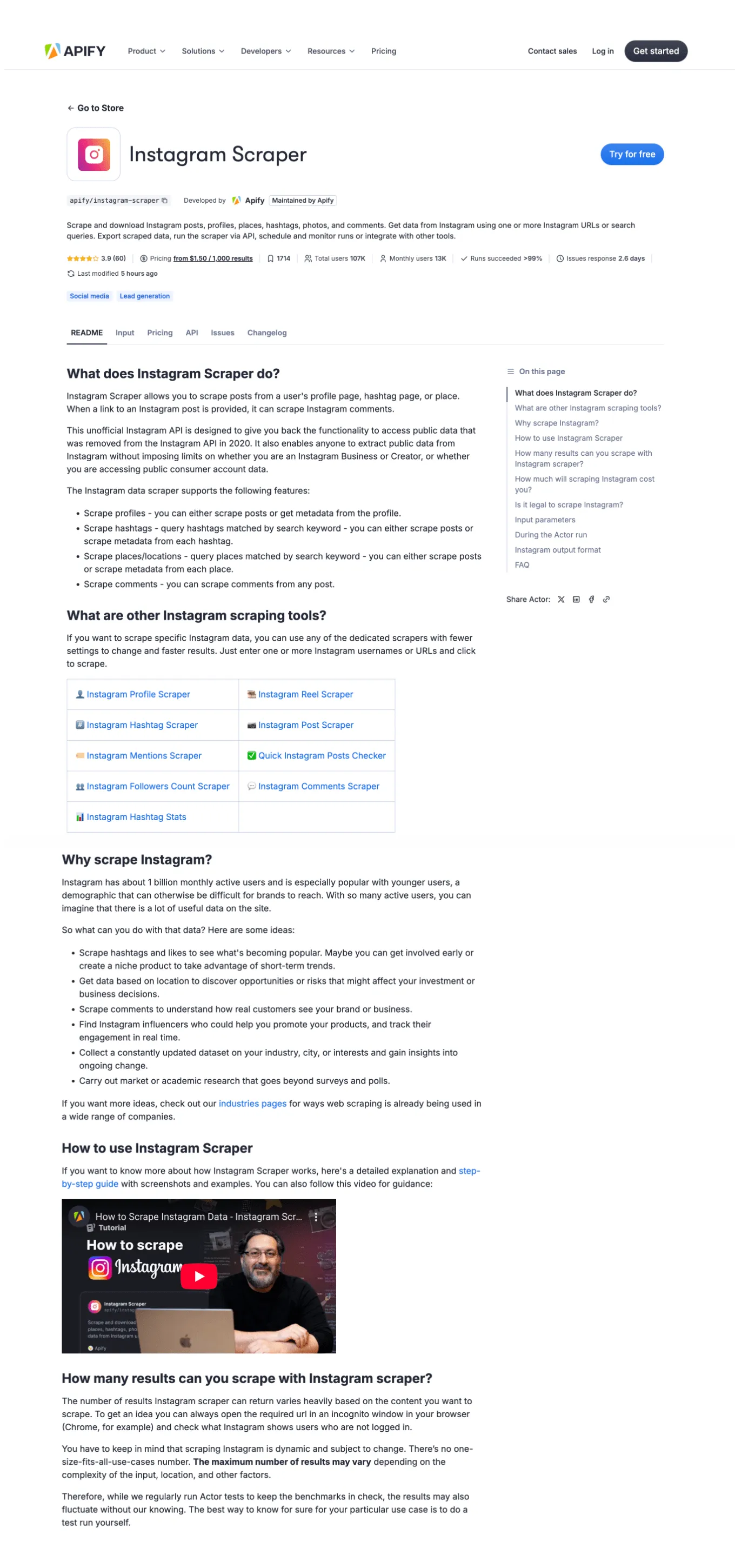 apify product-led seo landing page