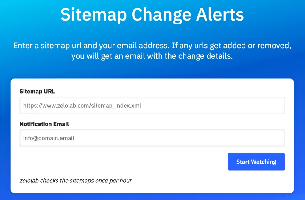 zelolab sitemap change alerts for tracking competitor content velocity